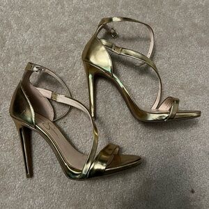 Jessica Simpson, Gold, Strapped Heels, Size 9.5